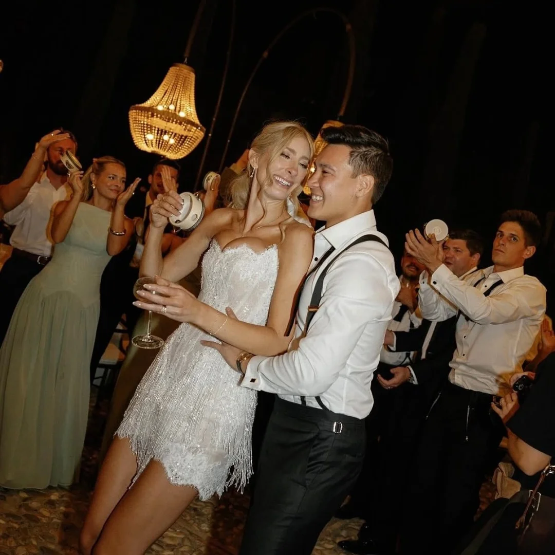 Amanda Customized White Prom Dress Glitter Strapless Backless Sleeveless vestidos de noche Mini Skirt Frenulum Formal Evening image 2