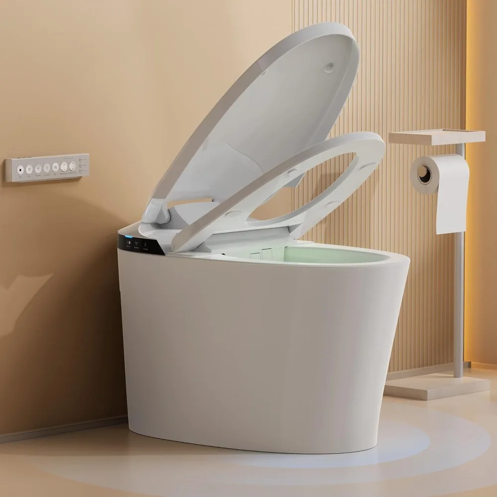 

Smart Toilet Auto/Open Close Lid, Smart Bidet Toilet with Booster Pump, Auto Powerful Flush, Heated Seat,Warm Water