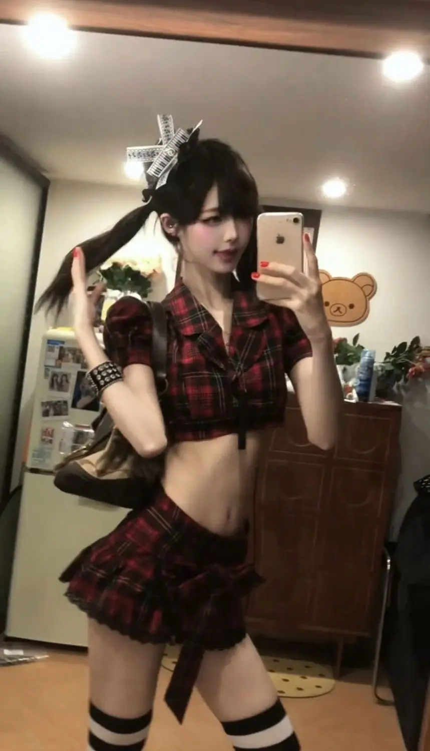 Y2K Goth Punk Plaid 2 Piece Set Women Subculture Cropped Lapel Top Low Waist Pleated Mini Skirt Slim Fit Sexy Party Outfit 2026 - view 2
