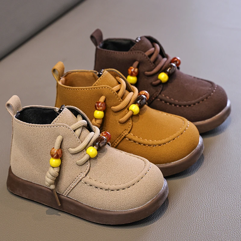 

Retro National Style Girls Ankle Boots Fashion Children Causal Leather Boots Round-toe Platform Kids School Princess Short Boots