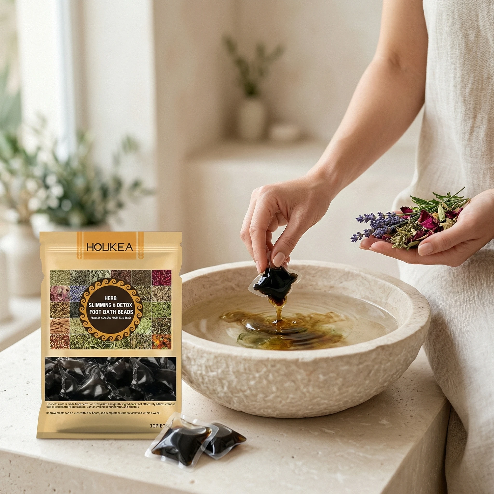 Herbal Detox Foot Soak Pack Relax Fatigue Stress Promote Blood Circulation Detox Slimming Cleansing Body Toxins Foot Bath Beads
