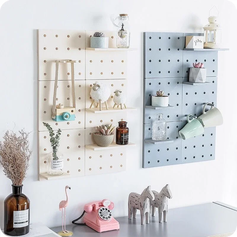 Home Decor Wall Shelves Decoration Hole Board Wall Storage Rack Storage Shelf Kitchen Bedroom Hanging Wall Shelves Wall Decor