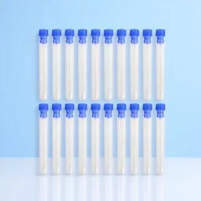 

20Pcs Blue Plastic Test Tubes 100x15mm Round Bottom Screw-on Lid Leak Proof Non Graduated for Lab Centrifuge Sample Container