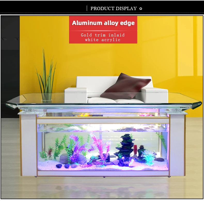 Aquarium Turtle Jar Living Room Sofa Table Top Super White Cold Water Jug Coffee Table Ecological Glass Fish Tank