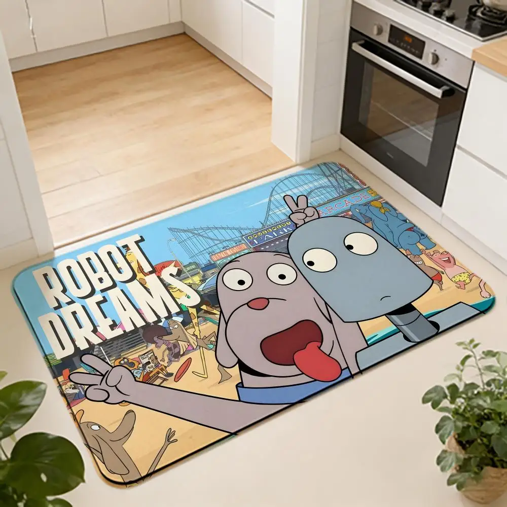 ANIME R-Robot Dreams Floor Mat Absorbent Floor Mat Non-Slip Entrance Rug for Bathrooms Restrooms and Toilets