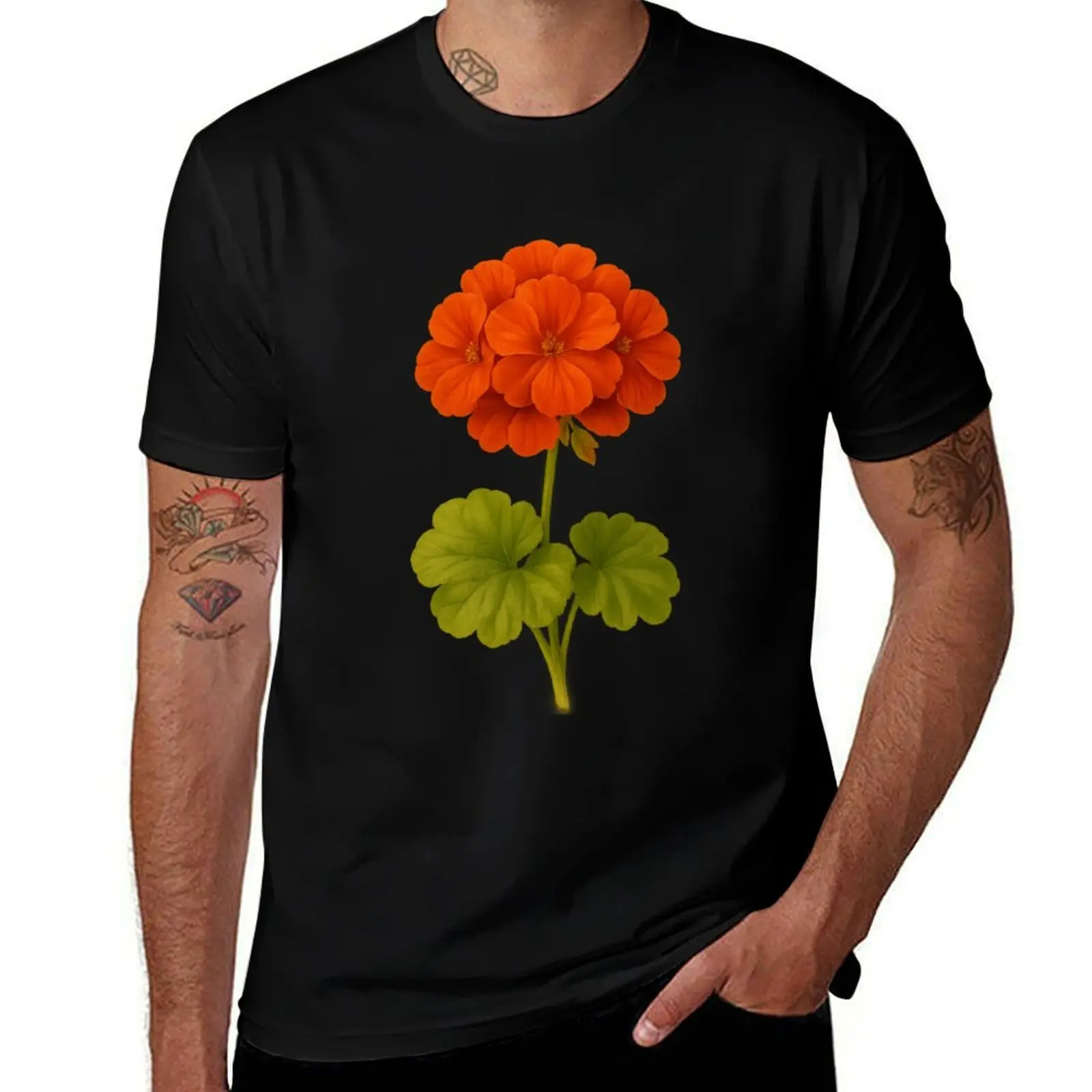 

Ботаническая иллюстрация Red Geranium – винтажная футболка с цветочным рисунком, эстетичная одежда, подарки для парня, винтажная футболка для мужчин