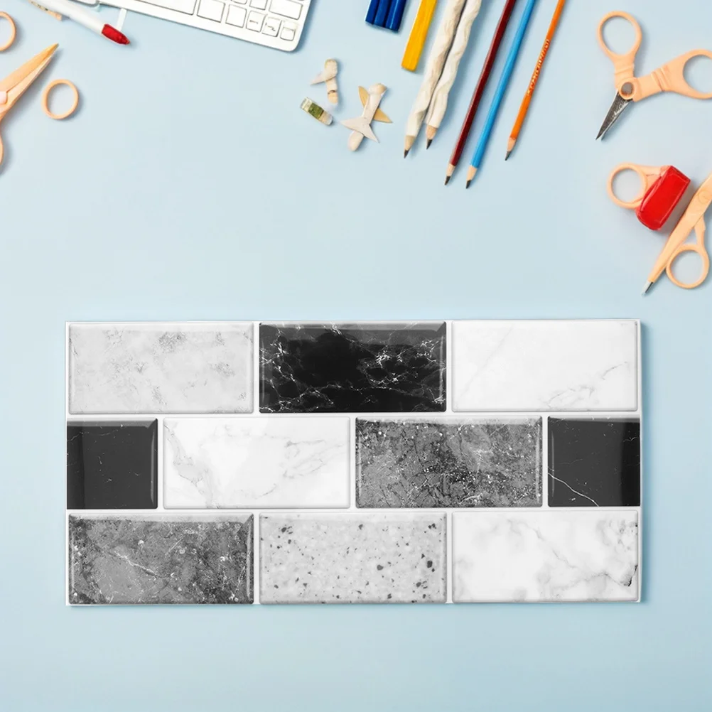 

10 Sheet Self Adhesive Peel and Stick Tiles Waterproof Backsplash for Kitchen Bathroom Strong 3D Effect Stick on Tile Stickers