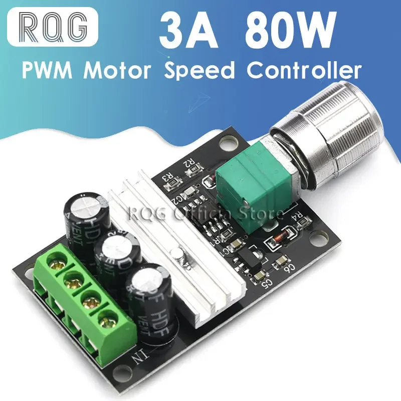 Controlador de velocidad del Motor, regulador ajustable, 3A, DC 6V, 12V, 24V, 28VDC, 3A, 80W PWM