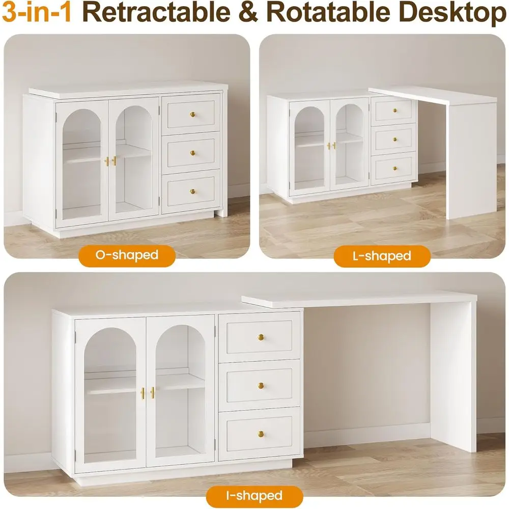 Large 83 Makeup Vanity Desk with 3 Drawers and 2 Doors, White, Ideal for Bedroom or Dressing Room (Mirror Not Included) view 3