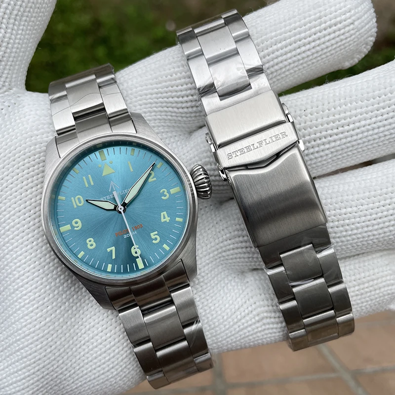 STEELDIVE Mens Pilot Watches Military Sport Watch 39mm Sport Quartz Wristwatch 200m Waterproof C3 Luminous Sapphire VH31