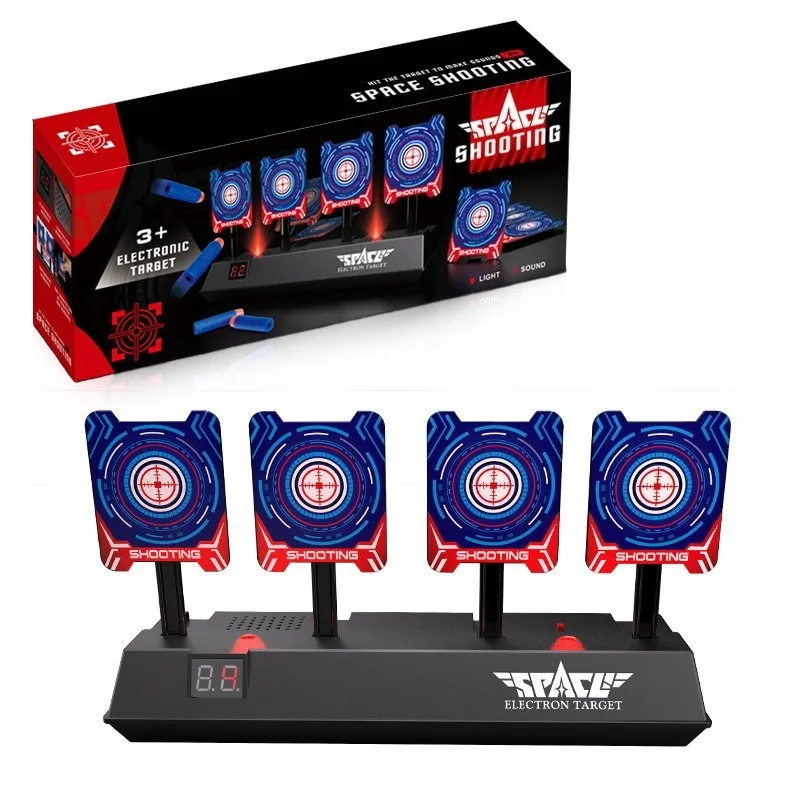 2026 New Durable Electronic Scoring Target Kids' Outdoor Toy Gun Shooting Auto-reset Trainer with 3-position Targets
