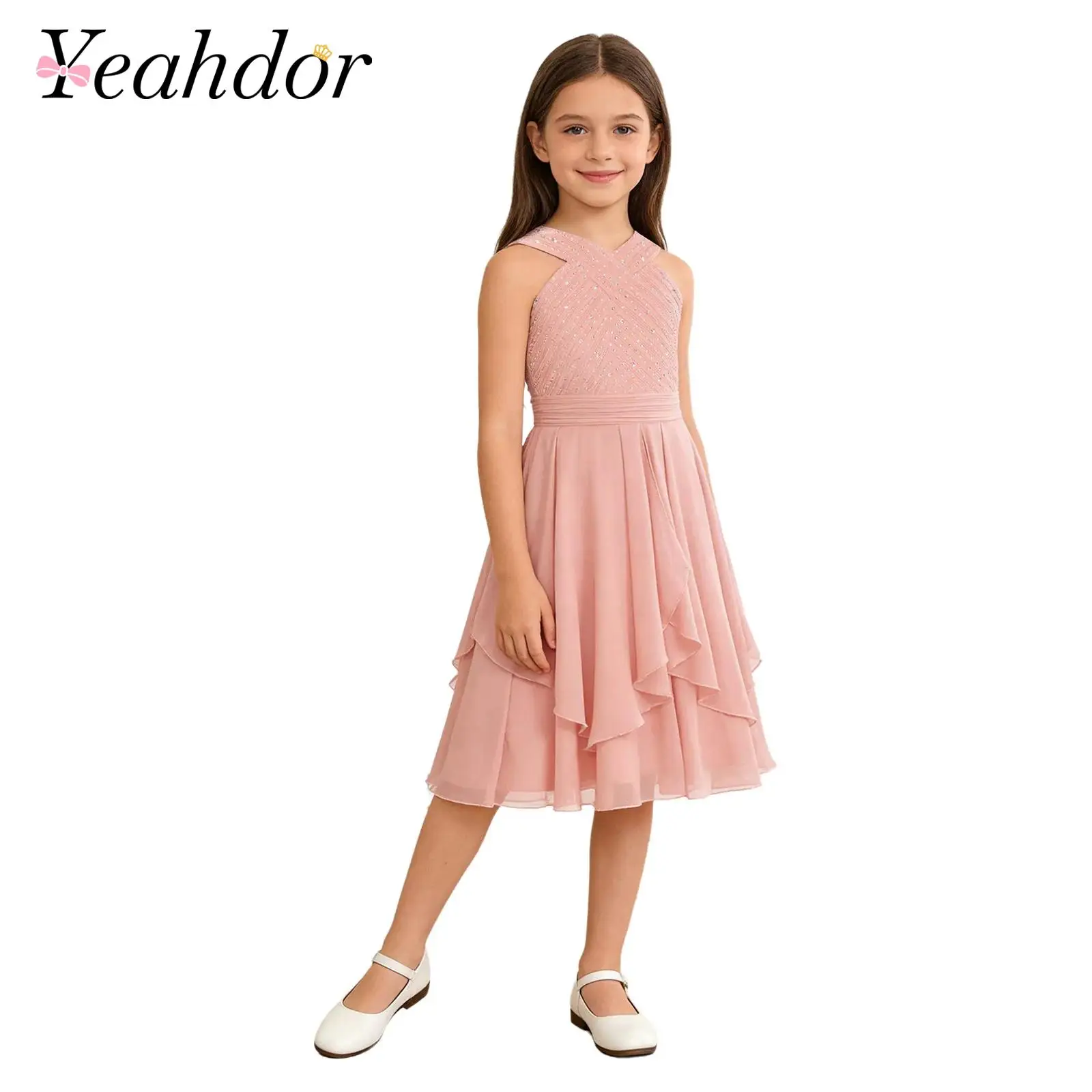 

Summer Girls Princesss Casual Dress Chiffon Semi-formal Events Evening Wedding Party Dress Dance Prom Gown Flower Girl Clothes