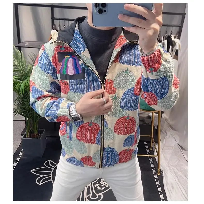

2025 spring, autumn and winter models popular loose trendy brand design fashion jacket men's high-end hooded jacket men