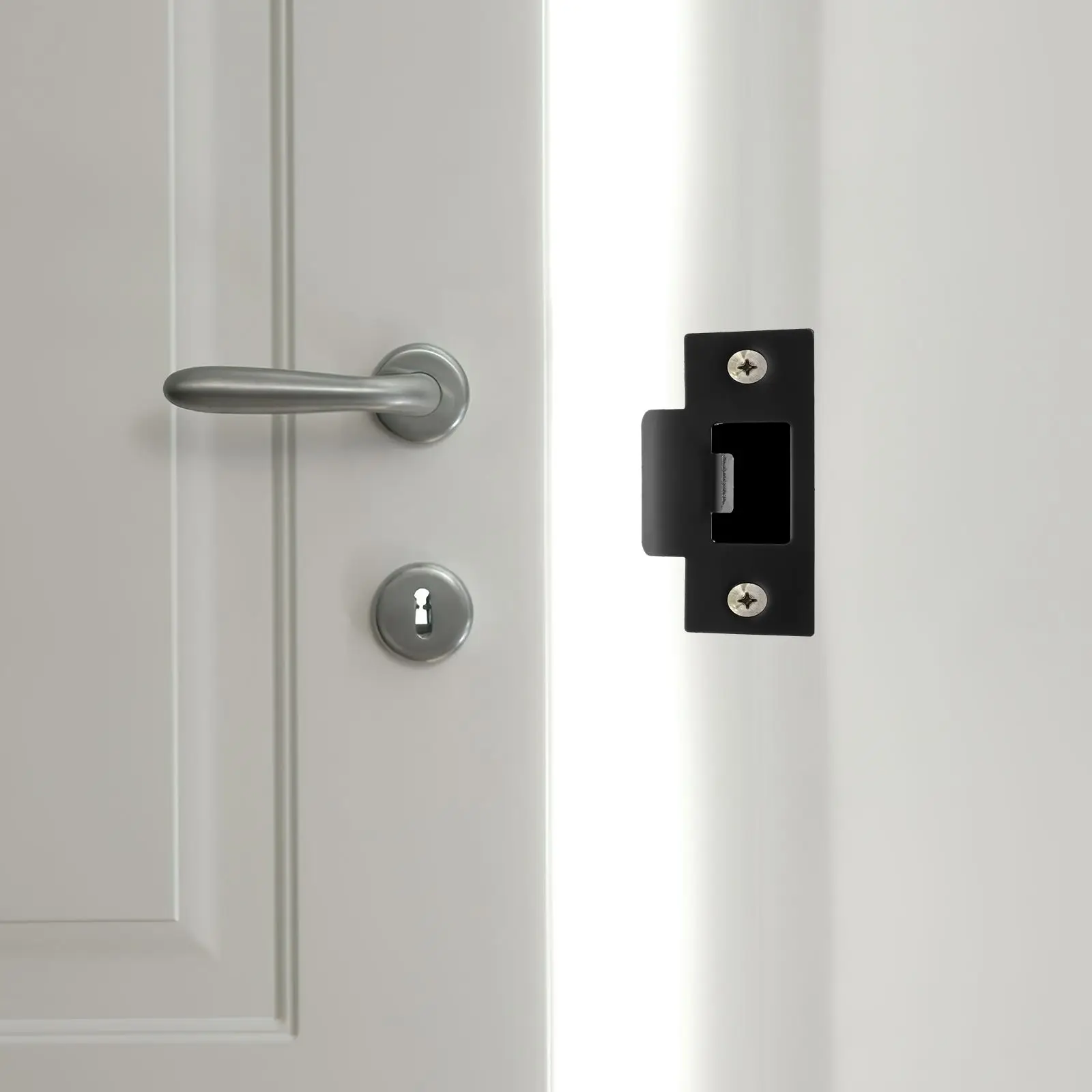 

4Pcs Door Lock Guide Guard Plate Strike Accessory Tubular Latch Replacement Stainless Steel Deadbolt Strike Plates home hardware