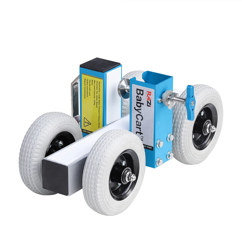 Granite Marble Slab Transport Dolly Four Wheel Stone Trolley Cart Stainless Steel Adjustable Lockable 200kg 73mm Clamp 8in Tires