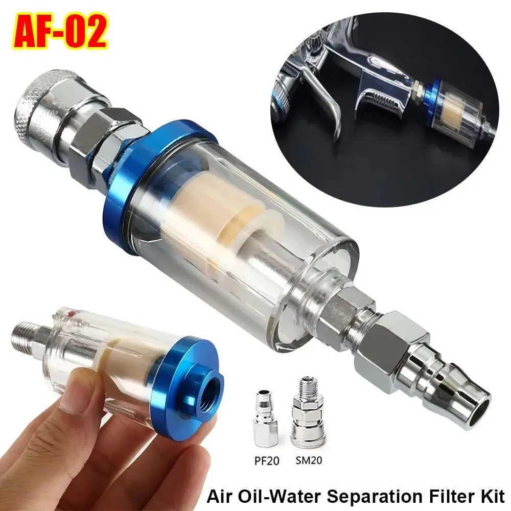

1Pcs AF-02 Air Oil Water Separation Filter Kit 1/4 Inch Thread with Regulator Gauge Painting Spray Torch Moisture Separator