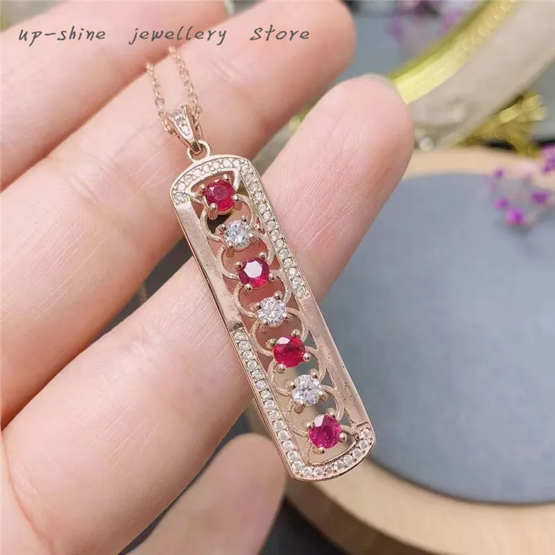 

Jewelry Ruby Pendant for Daily Wear 3mm*3mm Ruby Silver Pendant 925 Silver Ruby Jewelry for Office Woman