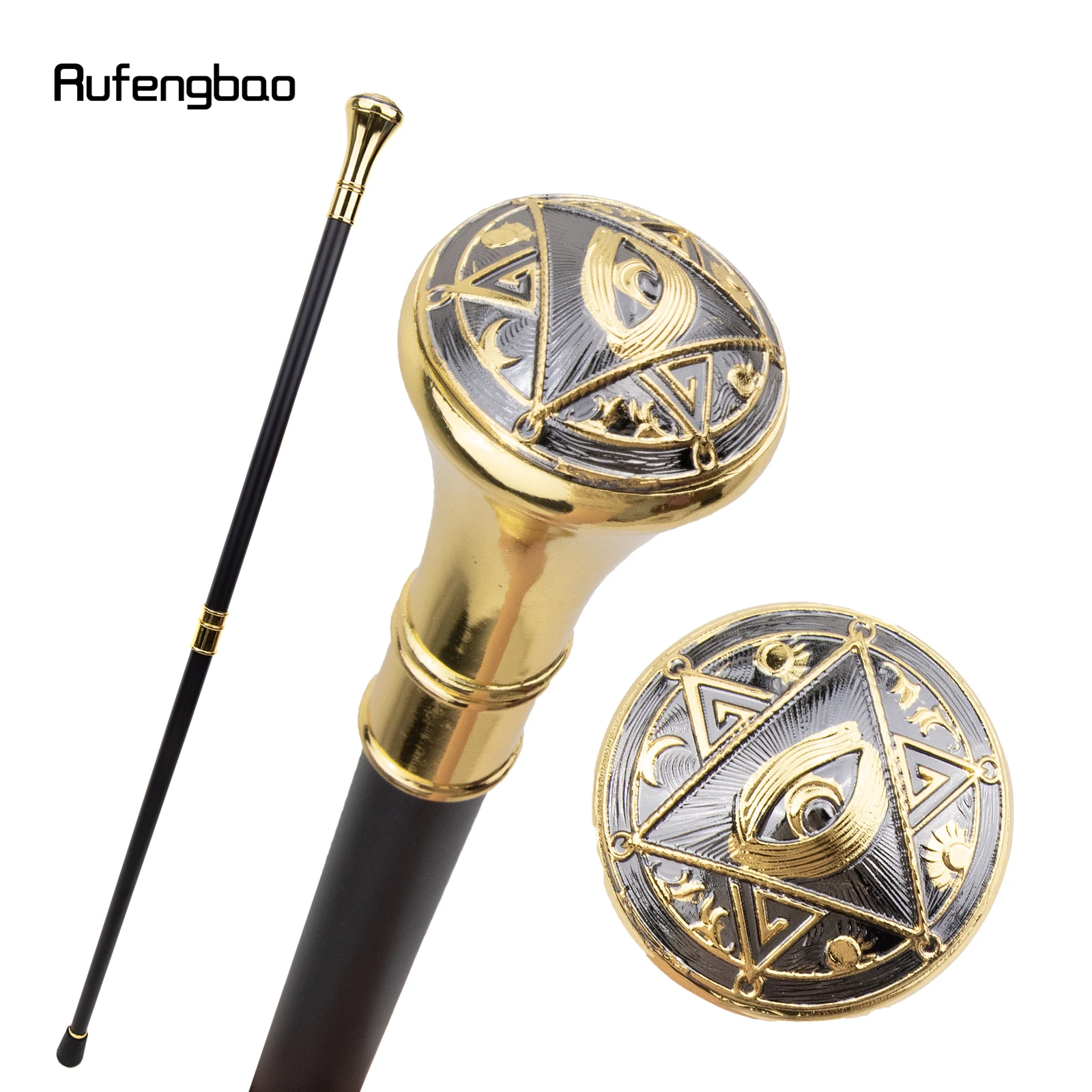 Golden Freemasonry Freemasons Eyes Totem Relief Walking Cane Fashion Walking Stick Gentleman Crosier Knob Walking Stick 93cm