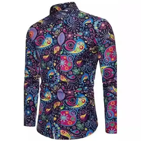 

Мужской костюм Long Sve Disco с цветочным принтом irt Briti с воротником из полиэстера и волокна для танцев, одежда для мужчин и женщин