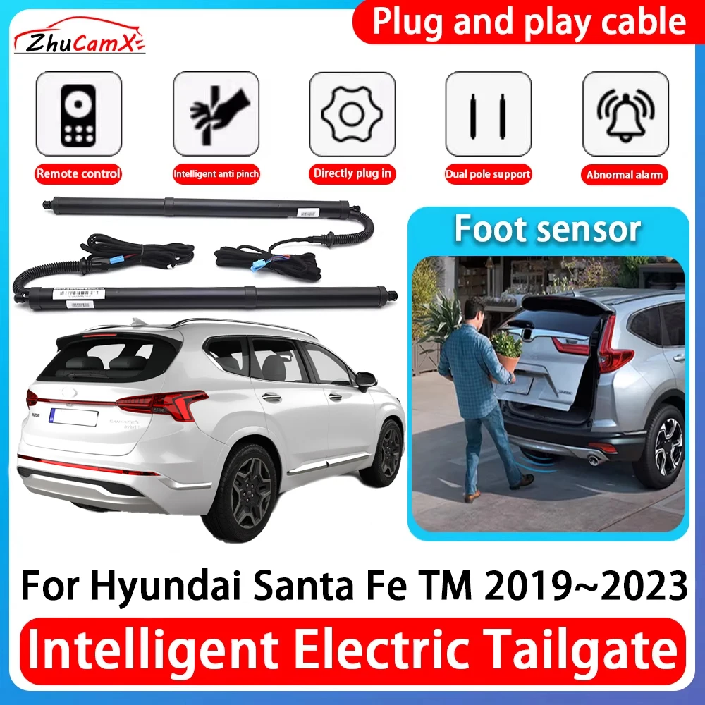 

ZhuCamX Car Power Trunk Electric Suction Tailgate Intelligent Tail Gate Lift Strut For Hyundai Santa Fe TM 2019~2023