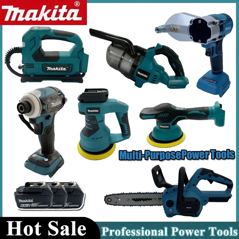

Многофункциональный электроинструмент Makita: портативная 6-дюймовая цепная пила, электропила, резак, воздушный насос, электродрель для аккумулятора 18В.