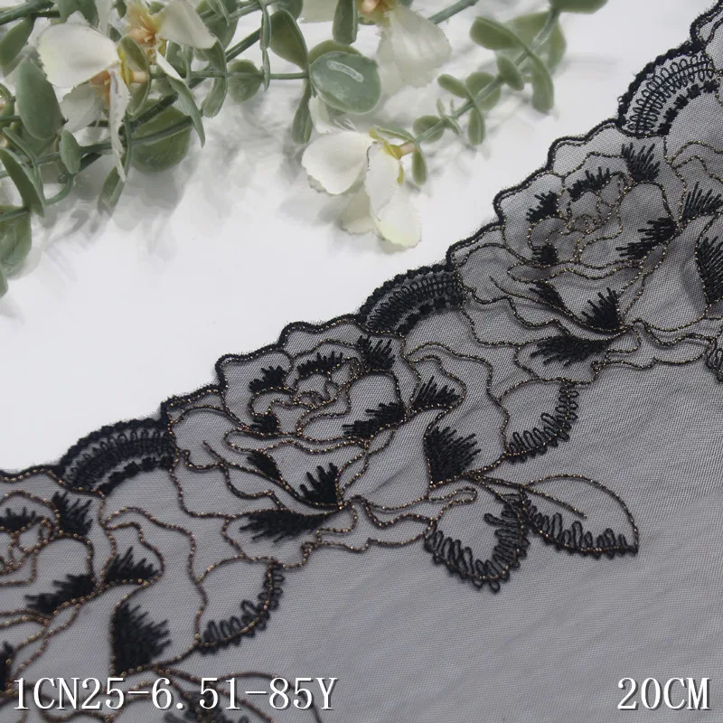 

50Yards Black Golden Floral Embroidery Lace Trim Clothing Accessories Dress Sewing Applique Costume Lace Fabric Wedding