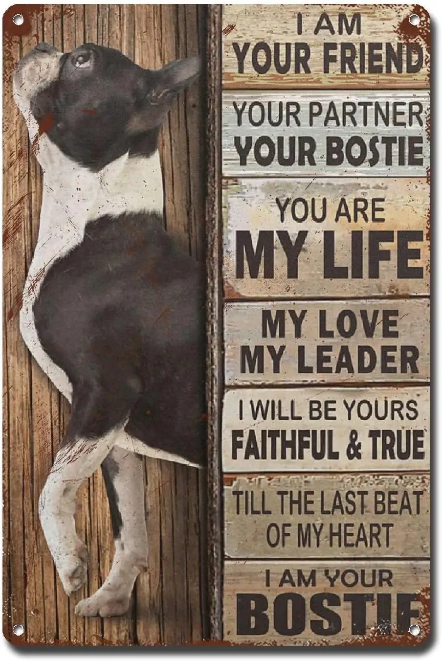 Lygond Metal Sign Tin Sign Vintage Wall Art I Am Your Friend Gift For Bostie Lovers dog lovers Vintage Wall Art Prints Funny Gar