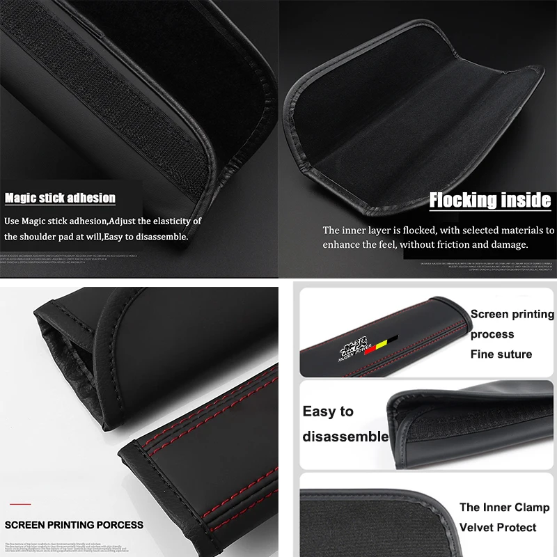 2PCS PU Leather Car Seat Belt Shoulder Strap Cover Insurance Strap Cover For Honda mugen power Accord Civic vezel Crv City Jazz view 4