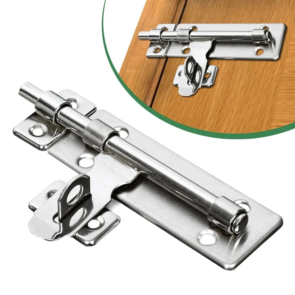 4 Inch Hardware Door Lock Stainless Steel Barrel Bolt Latch Padlock Clasp Set Brushed For Locking Door Window Drawer Cupboard