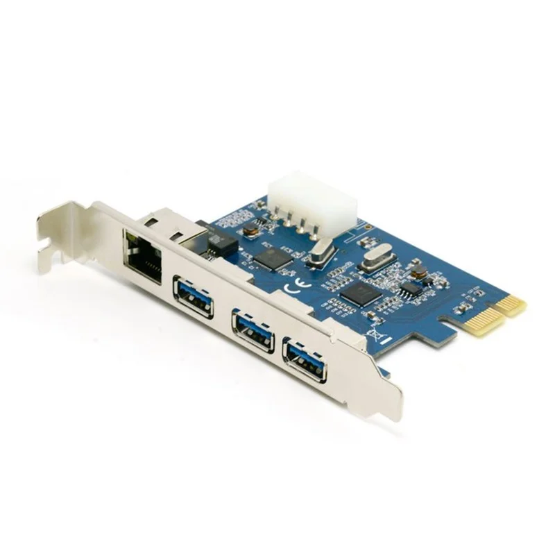 PCI-e to External 3 ports USB 3.0+ RJ45 Gigabit Ethernet Network card USB3.0 + 1000M LAN Combo PCI express card