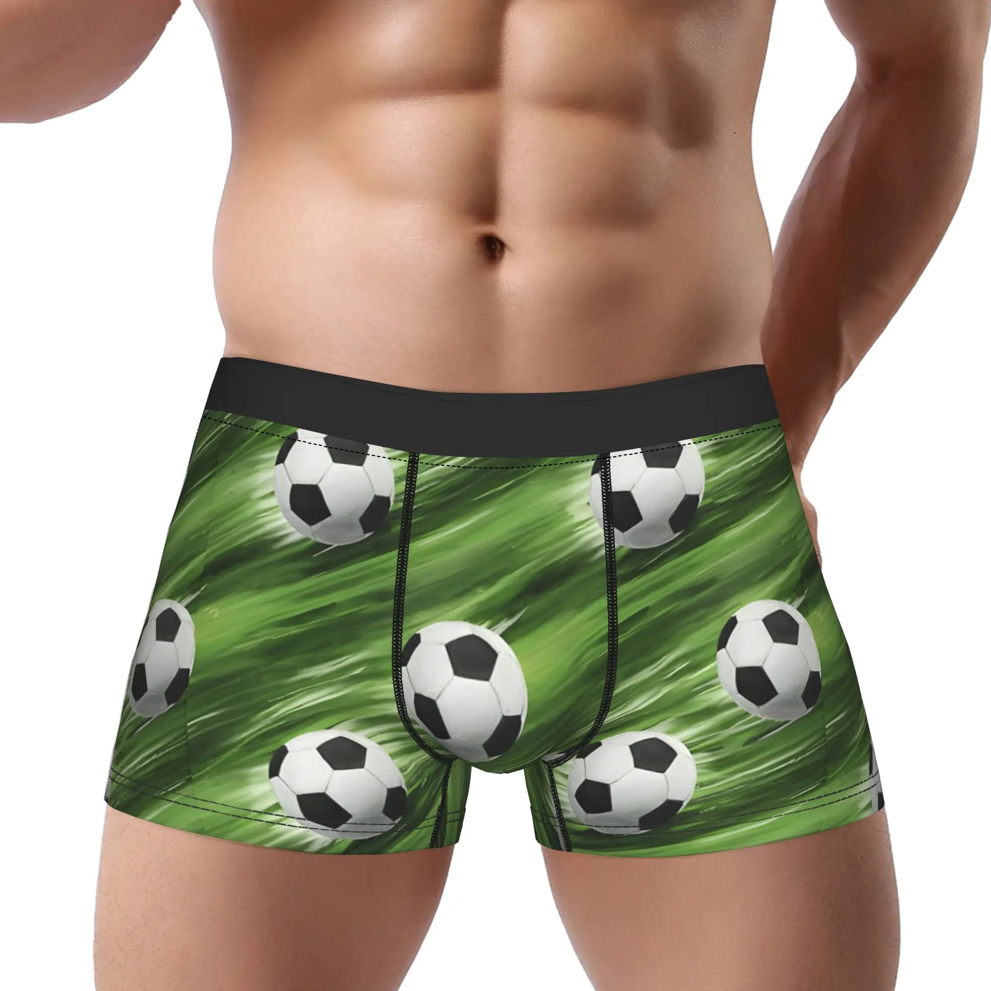 

Трусы-боксеры Speeding Soccer Balls, дышащие, с принтом мяча, мужское нижнее белье