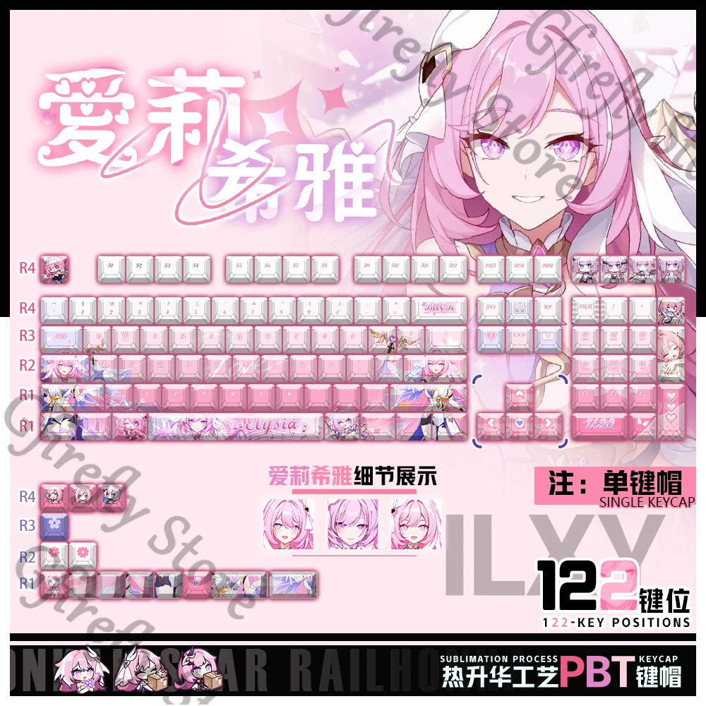 

Keyboard Cap Honkai Impact 3 Computer Keypad Kforce Elysia Keycap Decorate Colleagues Quadratic Element Anime Game Ambitus Gift