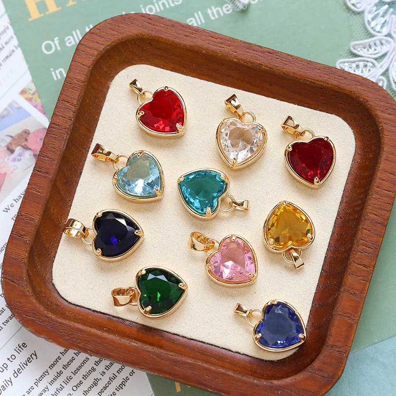 4pcs Retro High-profile Mori Color Zirconium Love Pendant Diy Handmade Jewelry Necklace Earrings Accessories Material Charms