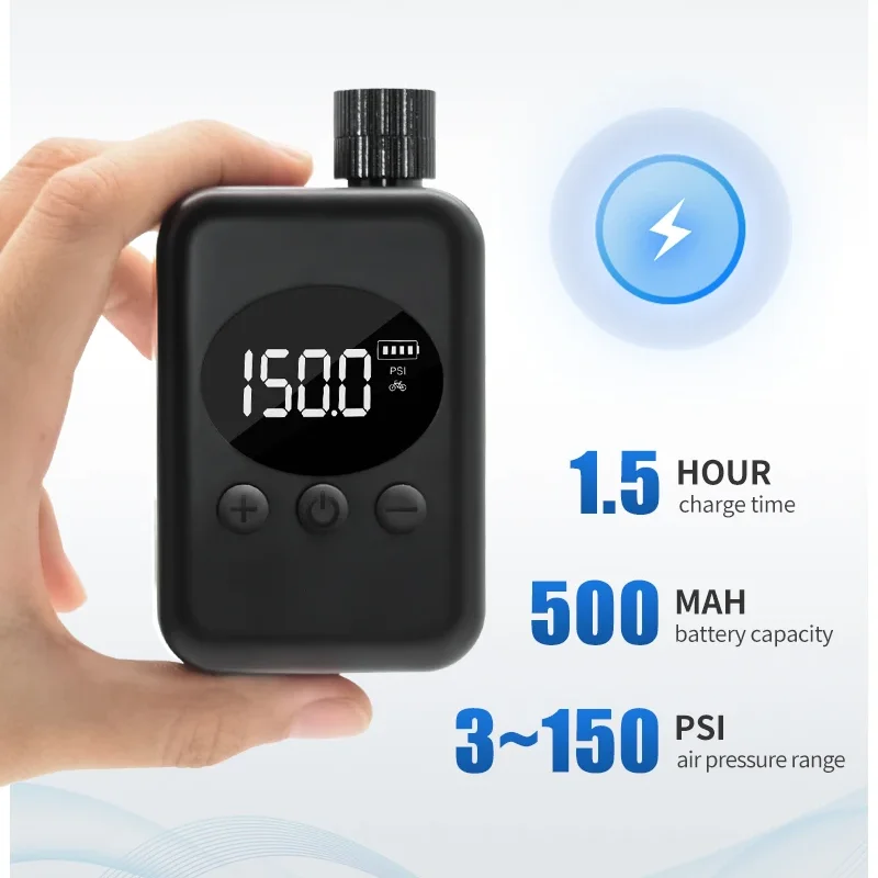 Electric Mini Portable Bicycle Pump With Digital PSI Pressure Gauge Motocycle Portable Bicycle Pump MTB Road Bike Tire Inflator