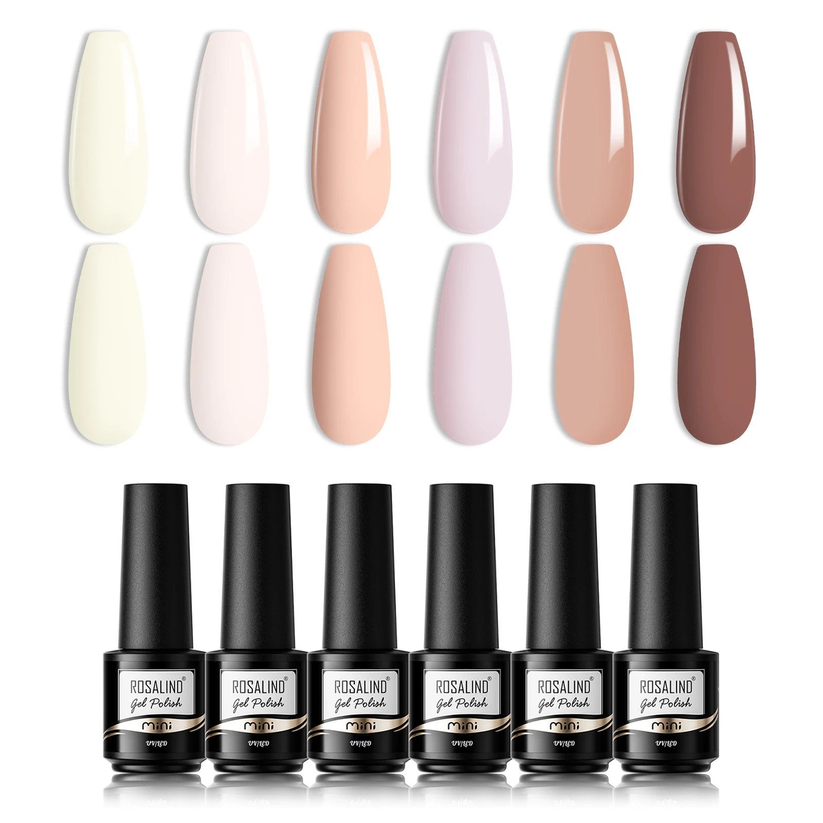 ROSALIND 4/6PCS Gel Smalto per unghie Base Top Coat Vernici ibridi Set Semi Permanente Nail Art Glitter UV Gel Polish Kit per unghie 5ML