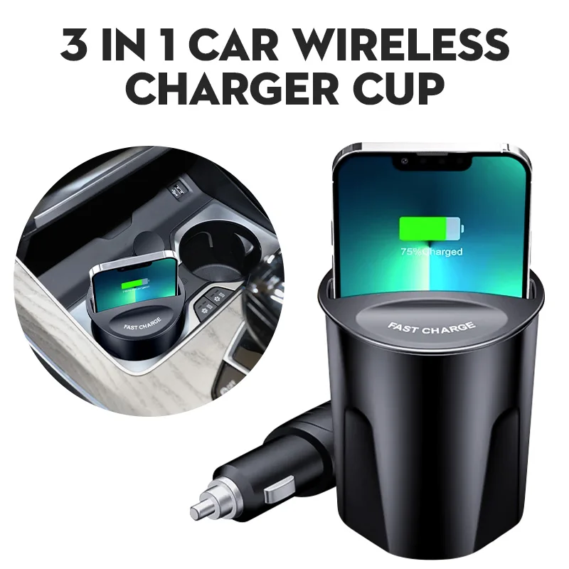 

Multifunctional Car Wireless Charger Cup 15W Fast Charging Phone Holder Wireless Charging For Apple Xiaomi For Samsung Huawei