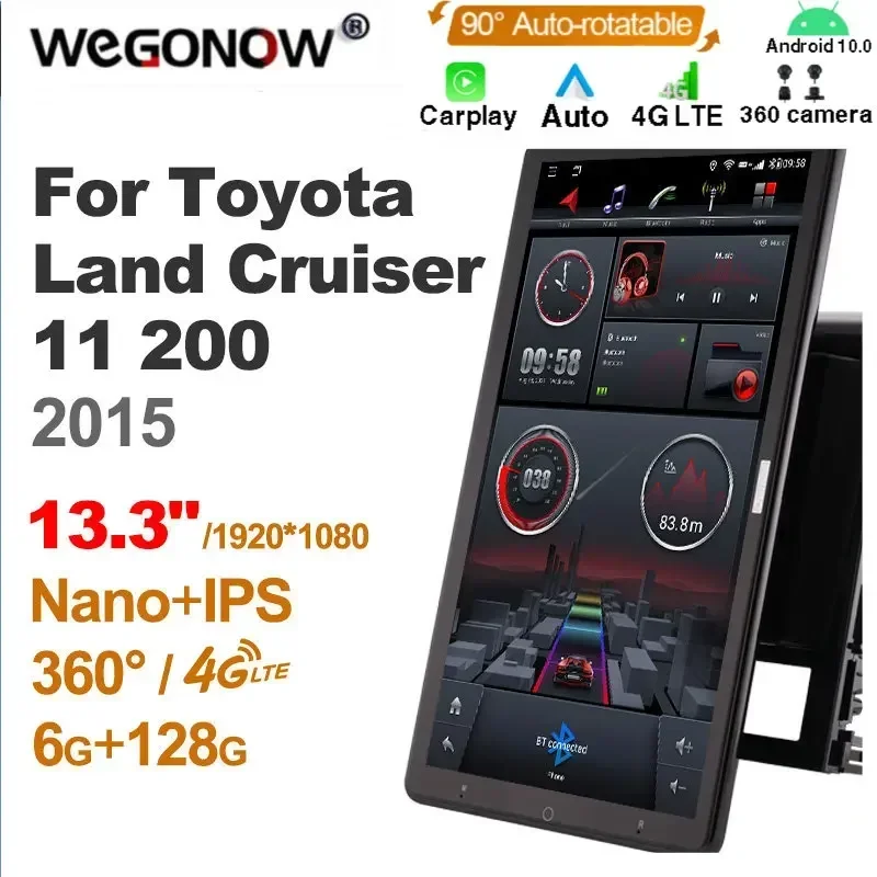 1920*1080 Nano Ownice Android10.0 for Toyota Land Cruiser 11 200 2015 Car Radio Audio 13.3'' Rotatable 360 6G 128G Tesla Style