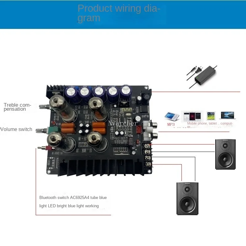 Nvarcher Tda7377 Bluetooth 5.0 35W * 2 Stereo Audio Versterker Hifi 6k4 Vier Buis