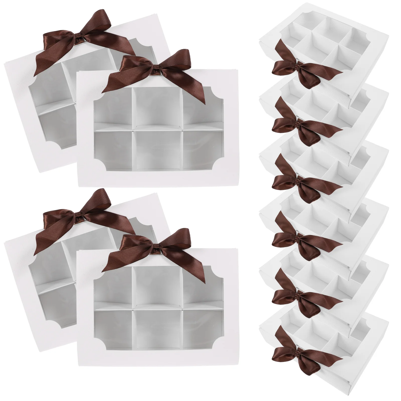 

10pcs Bakery Boxes Clear Window Cupcake Containers for Donuts Chocolates Packaging Paper Carrier Muffin Cake Boxes Family