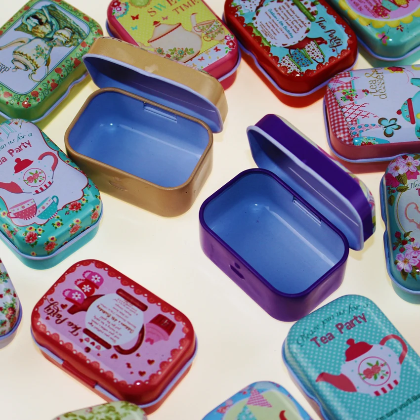 32Pieces/lot Vintage Flower Printing Mini Tin Box For Jewelry Wedding Favor Metal Candy Box Decorative Storage Boxes Gift Home