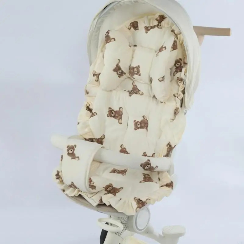 وسادة مقعد لعربات الأطفال مصنوعة من القطن مزودة بفتحات تهوية وغطاء قابل للإزالة وقابل للغسل وقبضة آمنة لأغلبية عربات الأطفال #4