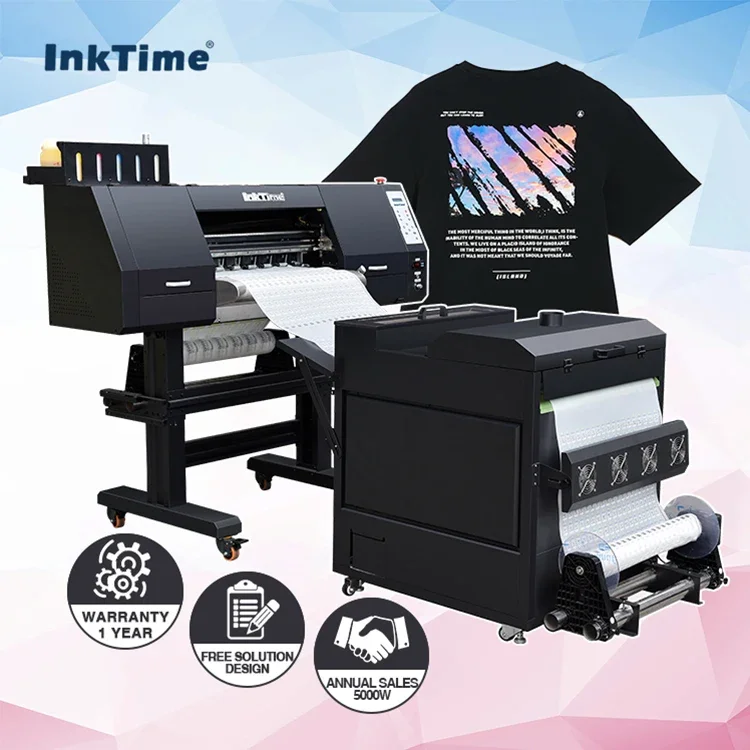 Inktime Dtf printing machine double head xp600 4720 i3200 heat transfer roll digital 60 cm A3 textile dtf printer with ink film