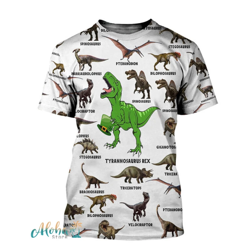 Vintage Summer Men's T-shirt 3d Print Dinosaur Pattern Series T-shirt Loose Comfortable Unisex Top Fashion Round Neck Kids Tees