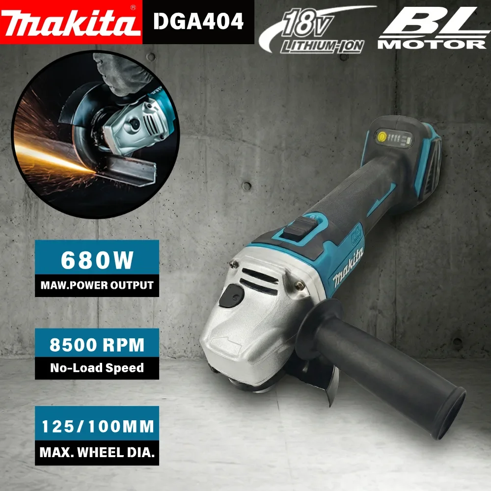 

Makita DGA404 18V Cordless Angle Grinder 100mm Cutting Wheel 8500RPM Brushless Motor for Tile Pipe Metal Grinding