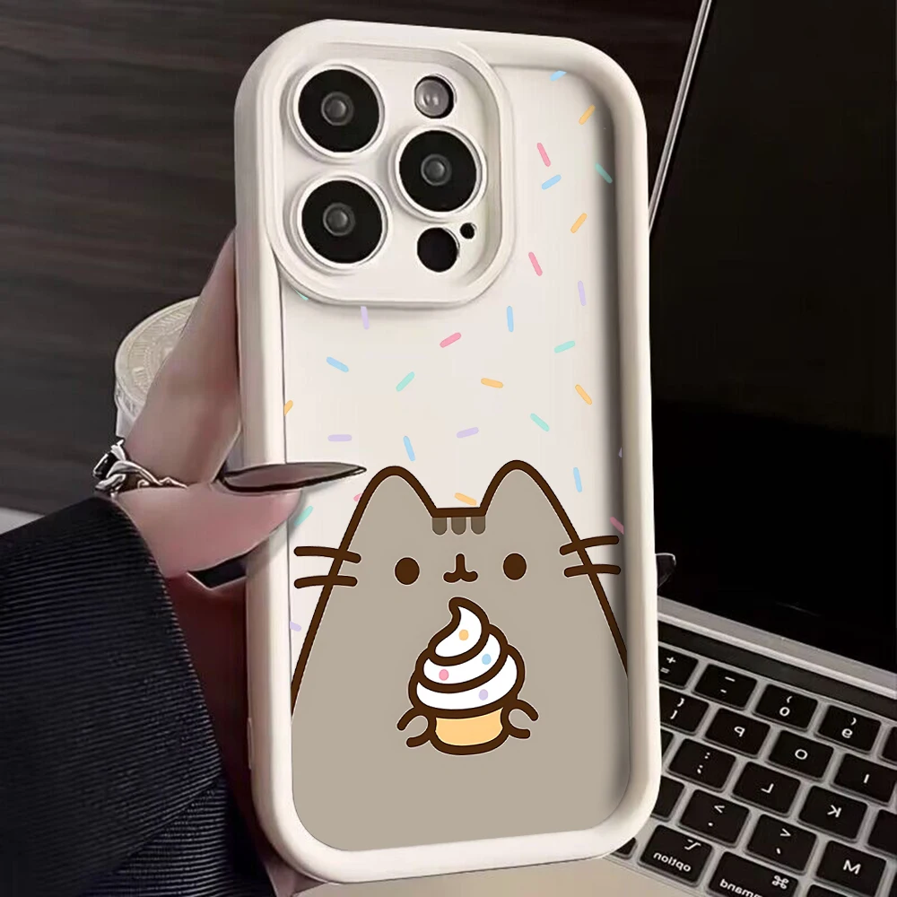 Cute Cartoon Cat P-Pusheens Phone Case for IPhone 16 15 14 13 12 11 Pro Max Mini XR XS X 7 8 Plus Soft TPU Back Cover