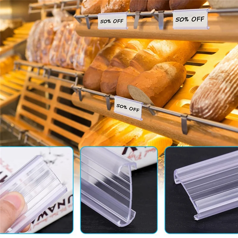 

ABFM-100 Pcs Wire Shelf Label Holders With 100 Paper Inserts,Wire Label Holder Plastic Shelf Tags Compatble 1-1/4Inch Shelves
