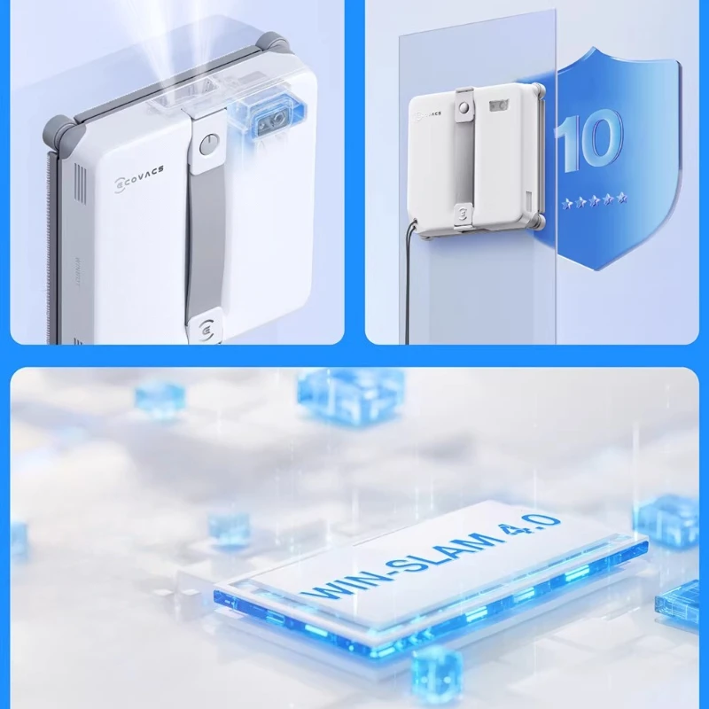 Original ECOVACS WINBOT MINI2 Smart Robot Window Cleaner 8000Pa Glass Vacuum 100-240V - Efficient Home Cleaning Appliance