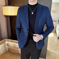 New style Men's High Quality Business Deer Velvet Suit Jackets/Male Fashion Slim Fit Solid Color Casual Tuxedo/Man Blazers