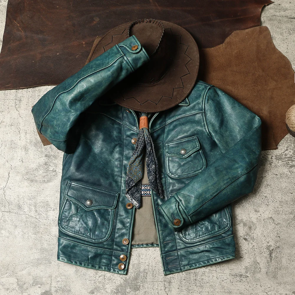 

DSC1050 Super Top Quality Heavy Genuine US Cow Leather Slim Classic Cowhide Stylish Rider Jacket