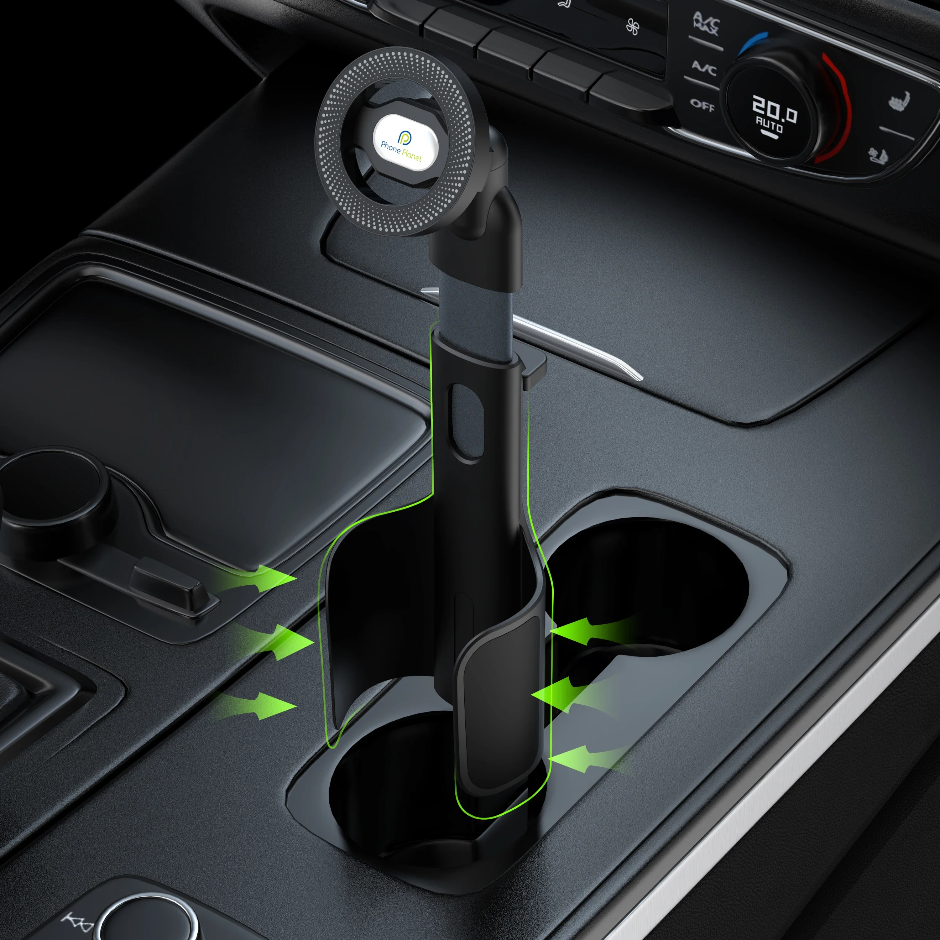 

2 In 1 Height-adjustable Car Cup Mount Holder 360° Rotation Extra-strong Magnetic Car Phone Holder For Iphone17/16 Samsung S26